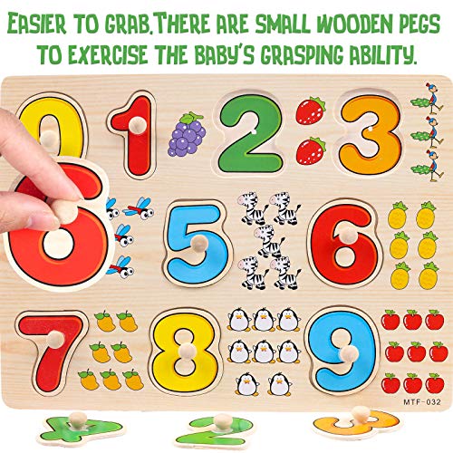 WADILE Wooden Peg Puzzles 4PC for Toddlers 2 3 4 Years Old Toddler Puzzles Set Letter Number Car Daily Supplies Learning Toys Gift for Girls and Boys - Thumbnail 3