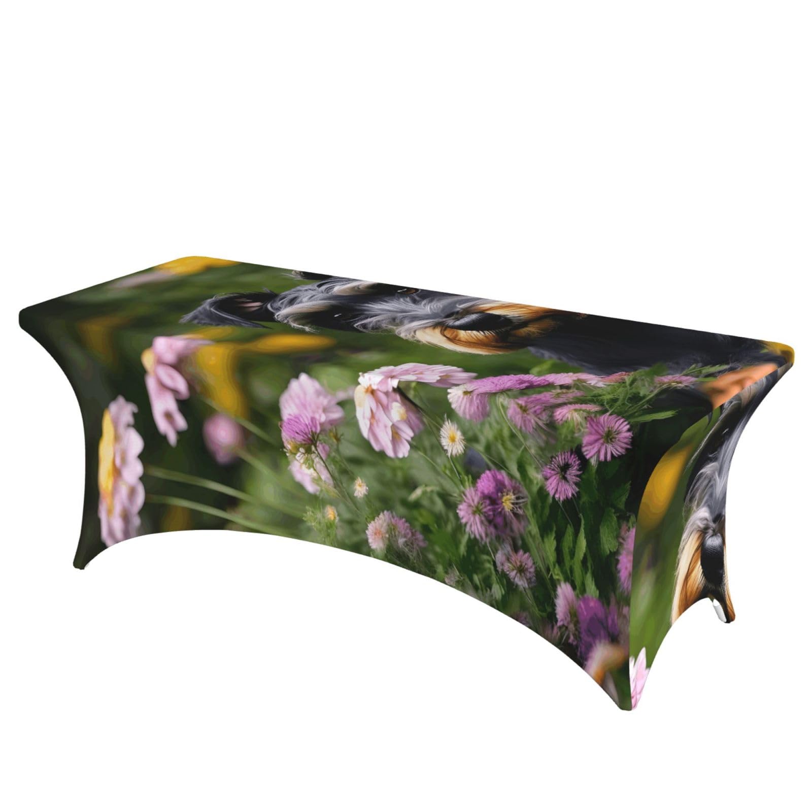 NImongt Schnauzer Print Elastic Rectangular Tablecloth Holidays Family Banquet Wedding Party Table Cover