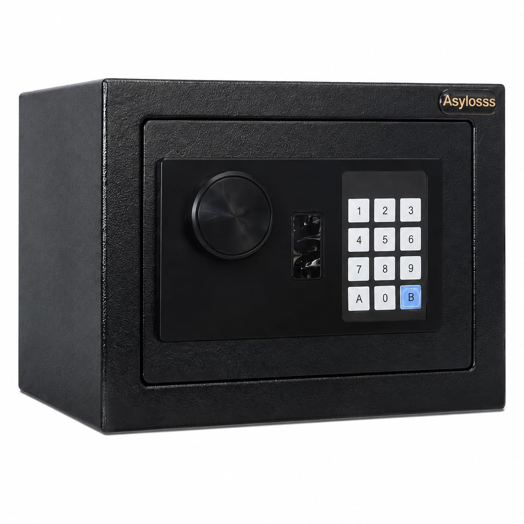 6.6L Digital Safe Box, All-Steel, Keypad & Key, Alarm, Wall Mount