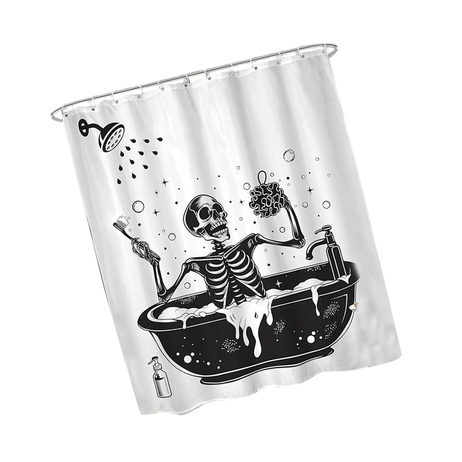 APGLSXY Skeleton Shower Curtain Polyester Halloween Bathroom Curtain for Guest Bath Seasonal Home Decor Shower Area Decor Powder Room Seasonal