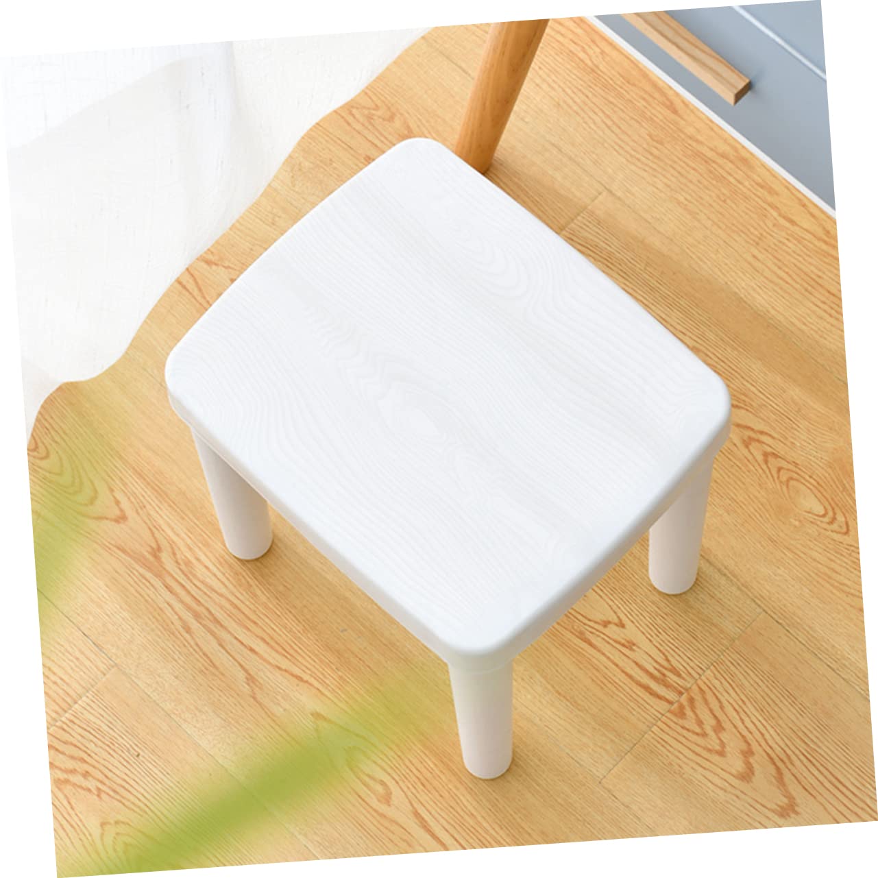 Mobestech Taburete Diseño Reforzado para Niños Antideslizante bajo de Plástico Blanco Adecuado para Baño y Habitación Interior