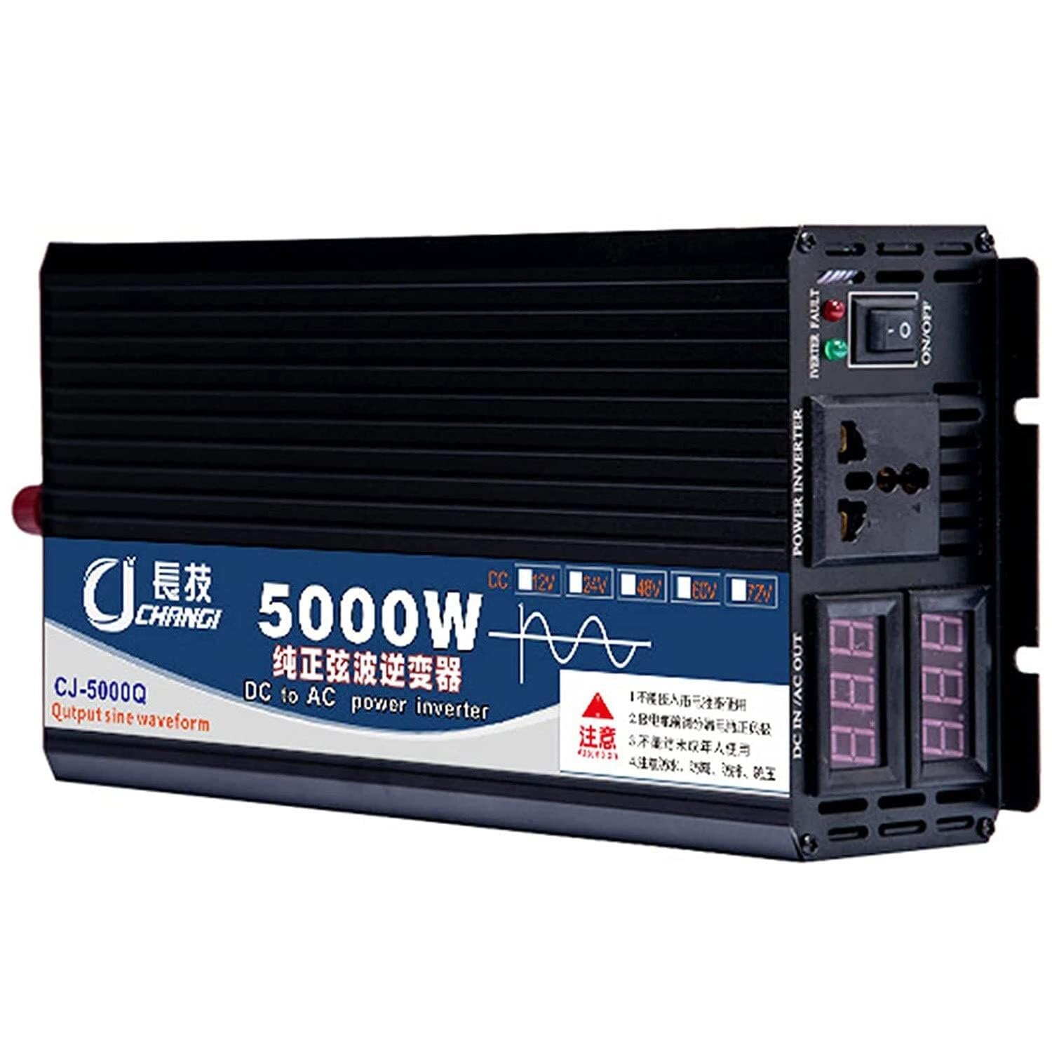 CZVJUKBYP Pure Sine Wave Inverter 3000w 4000w 5000w Power for Car Converter Dc 12v 24v 48v 60v to Ac 110v 220v Split(60Vto220V,5000W)