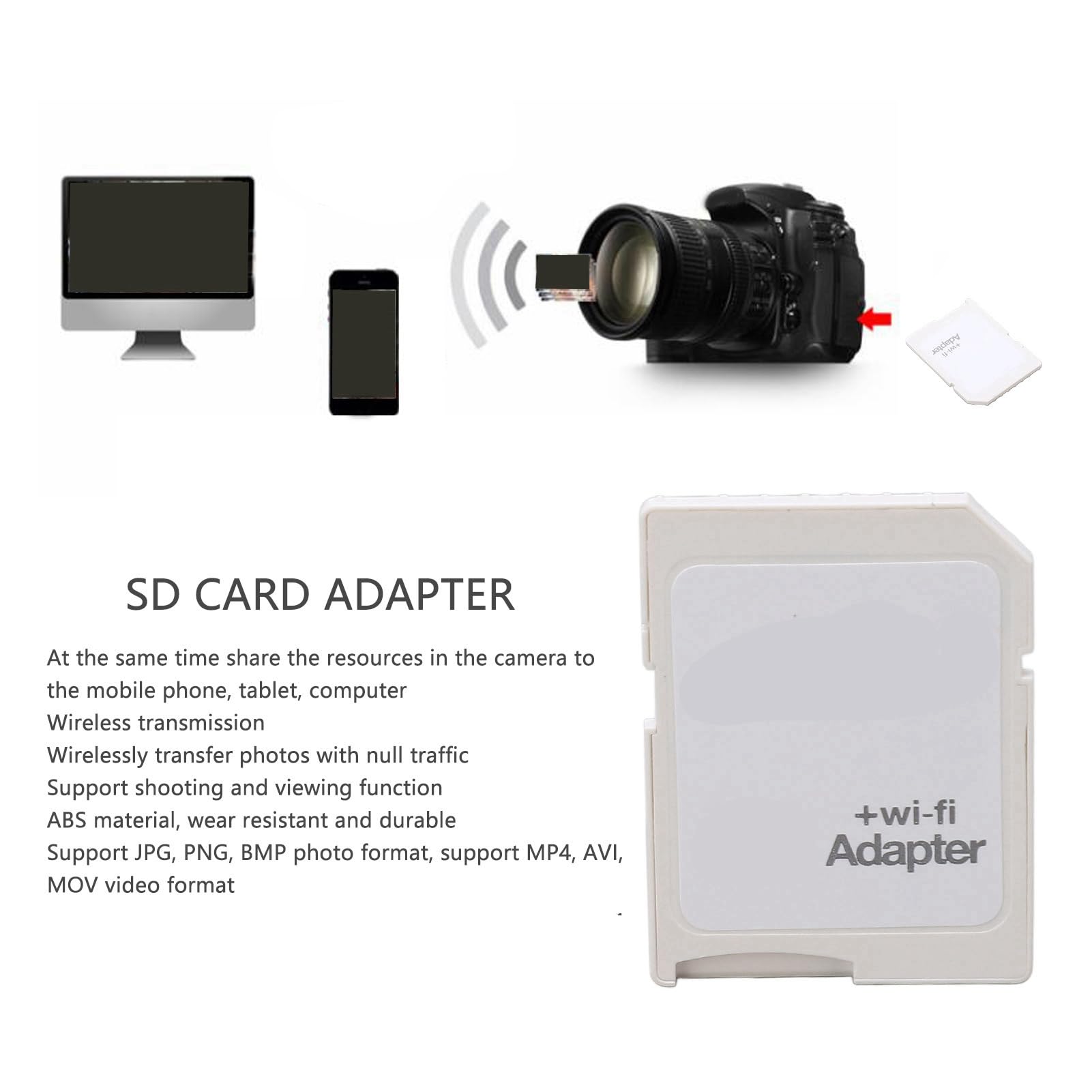 FOSA TF to SD Card Adapter, Memory Card Adapter with, Connect Up to 3 Devices, Plug and Play SD Adapter for Phone Tablet