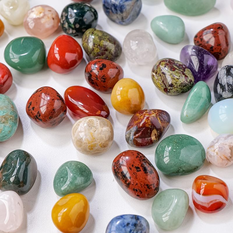 500g Natural Crystal Stone Polishing Rolling Stone 1.5-2cm Blue Natural Raw Stone Aromatherapy Stone Expansion Stone Fish Tank Decoration Rolling Stone B