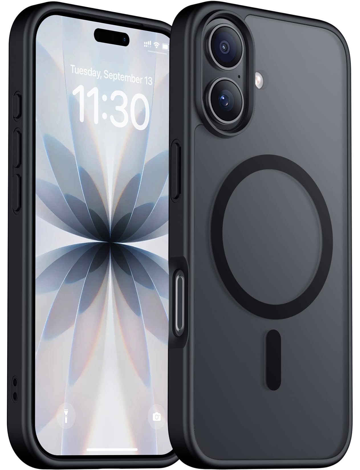 Red2Fire Designed for iPhone 17 Case Magnetic, (Compatible with MagSafe) (Military Grade Drop Protection) Translucent Matte Shockproof Phone Case for iPhone 17 6.3"-Black