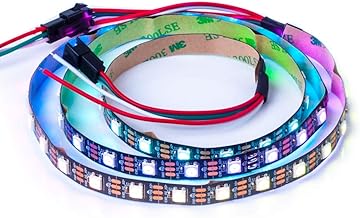 BTF-LIGHTING WS2812 ECO 1M 60 LEDs RGB Individuell adressierbar WS2812 Legierungsdraht 60Pixels/m 5050 SMD Flexibler Streifen Schwarz PCB DC5V für Heimdekoration IP30 Nicht-Wasserdicht(Nur Streifen)