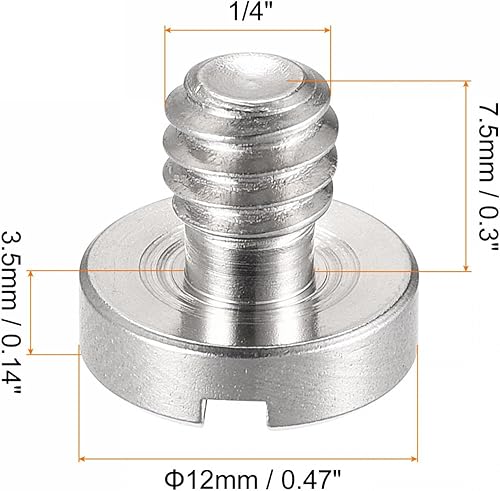 Miniatura 2 de uxcell Tornillo de trípode para cámara, adaptadores de tornillo de montaje macho de 1/4 pulgadas, ranurados de 0.3 pulgadas de longitud para soporte