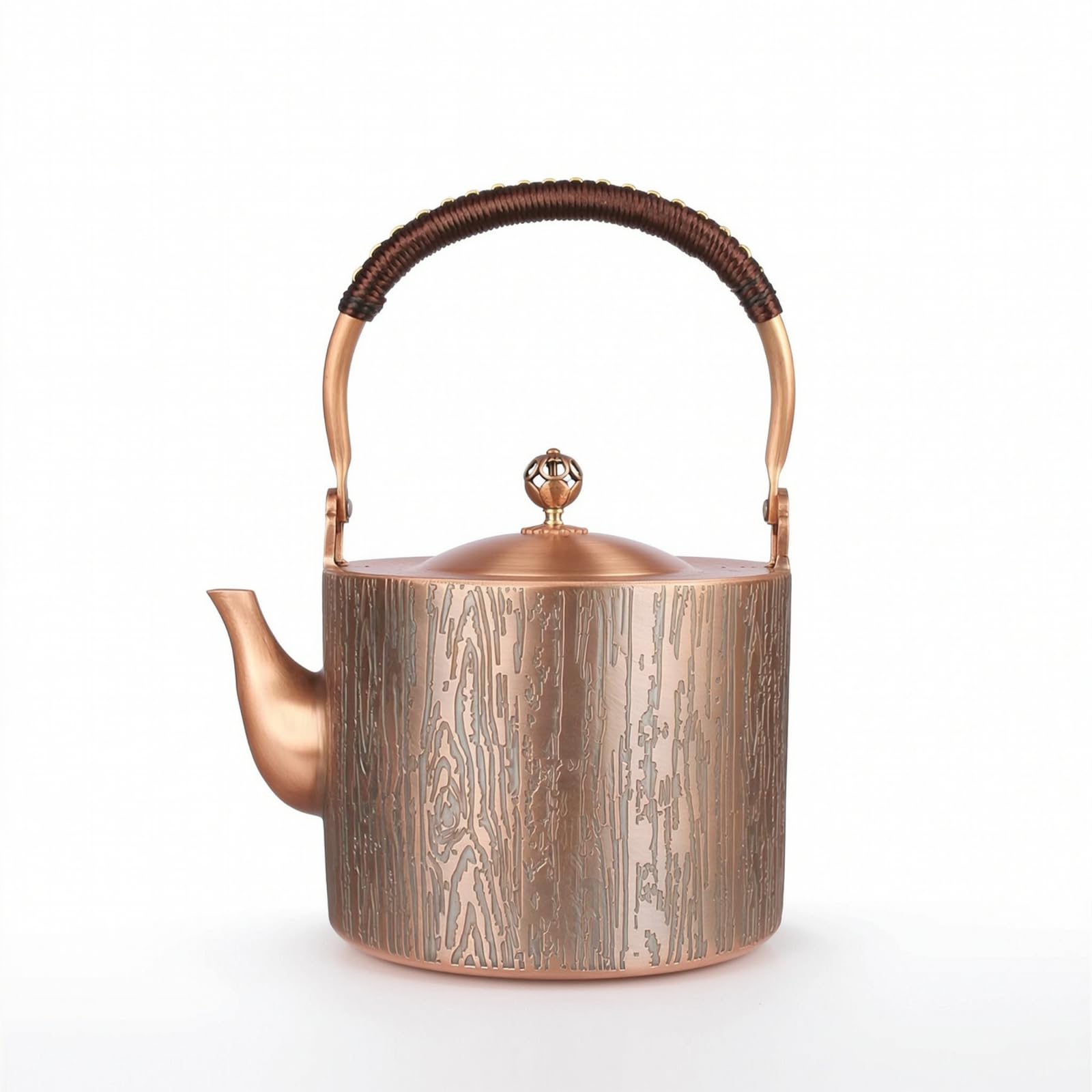 Théière En Cuivre Texturé Théière avec Filtre Artisanal pour Cuisine, 2000 Ml, Motif D Arbre