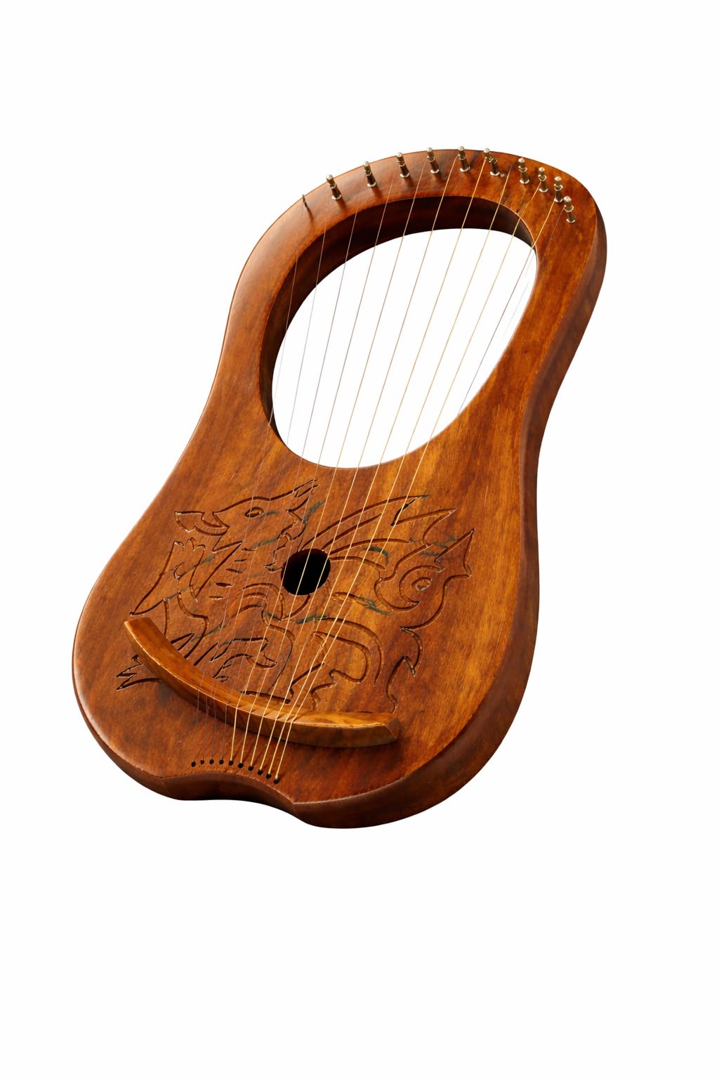 Lyre Harpe gravée Dragon gallois celtique / Lyra Harpe Sheesham Dragon en bois de sheesham