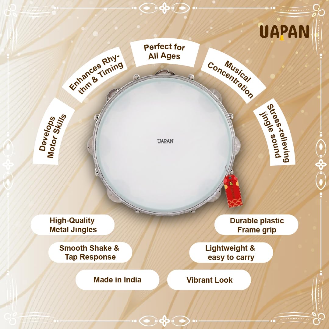 UAPAN Dafli Musical Instrument Dafli/Tambourine 10 inch Hand Percussion Musical Instrument (Blue tambourine) 1
