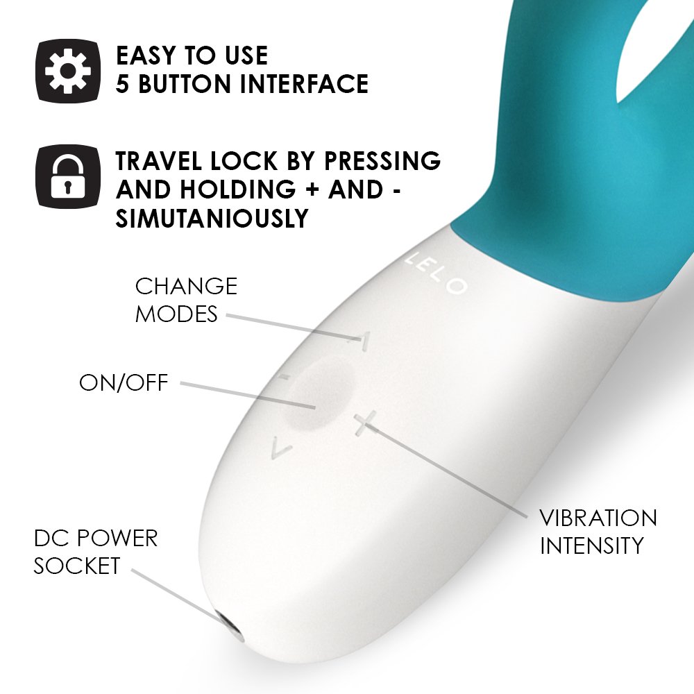 LELO INA Wave Vibratore Rabbit, Ocean Blu, Vibratore doppia stimolazione (Punto G e Clitoride) e movimento Wave – Silenzioso, 10 modi