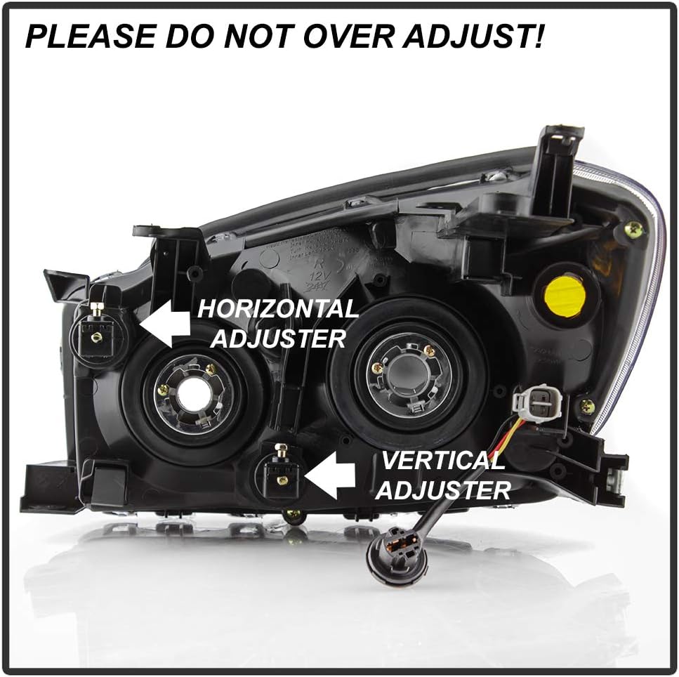 ACANII - For 2006 2007 2008 Toyota RAV4 Black Housing Headlights Headlamps Replacement 06-08 Set Driver & Passenger Side