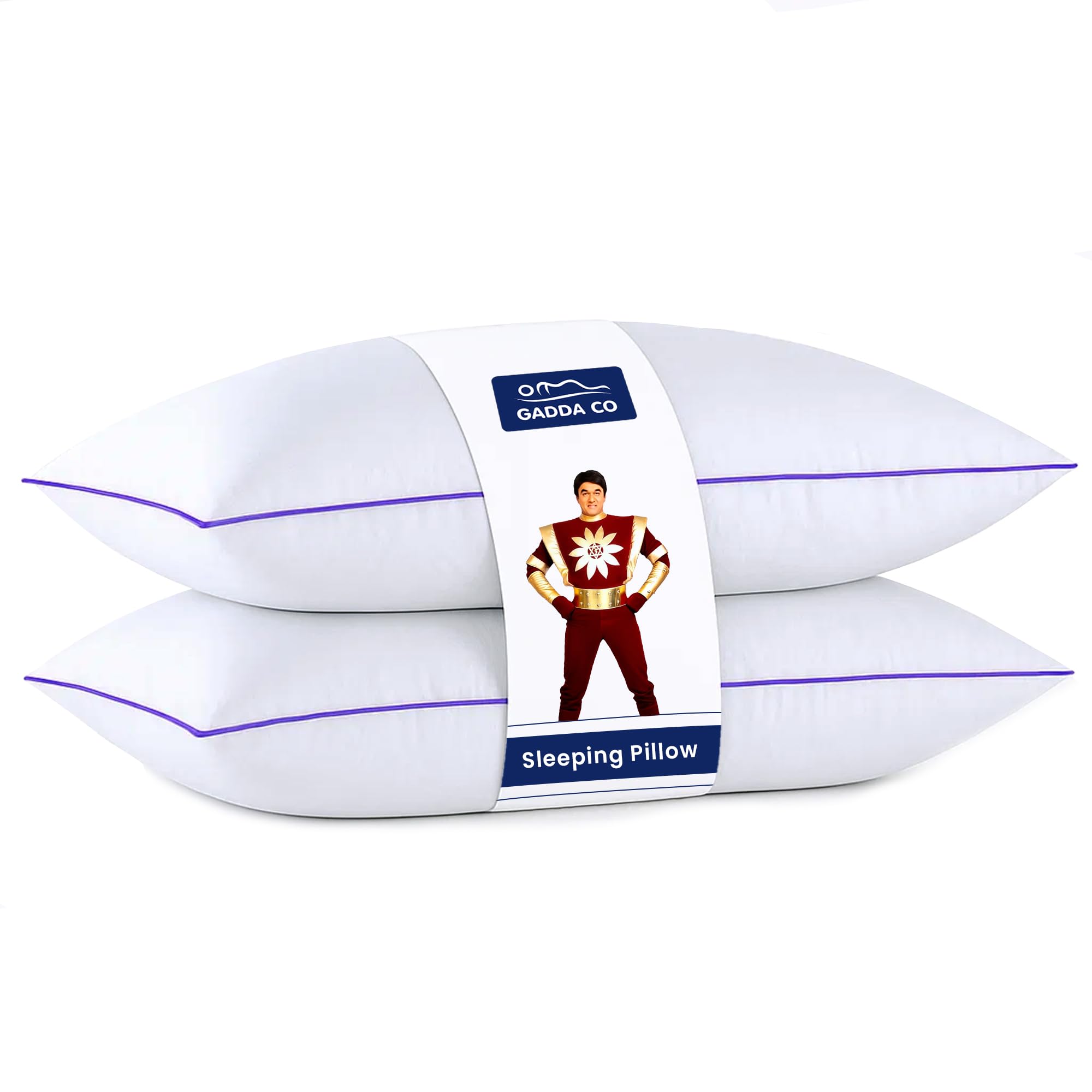 GADDA CO Ultimate Cozy Gel Microfiber Sleeping Pillow for Bed | High Density, Breathable & Hypo-Allergenic Cushion for Bed | Long-Lasting Fluffiness Bed Pillow| King Size Pillow | White | Pack of 2