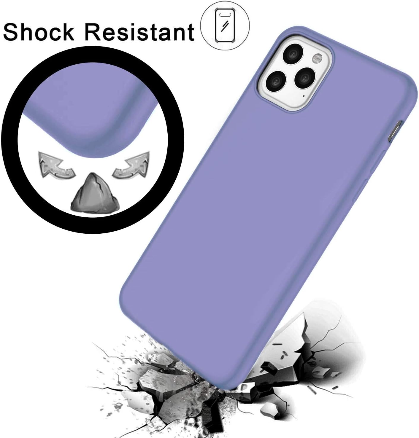Pokanic Soft Touch Liquid Silicone Gel Rubber Bumper Silky Full Body Protection Microfiber Lining Protect Drop Proof Non Slip Slim Case Cover Compatible with Apple iPhone 11(2019) 6.1" (Light Purple)