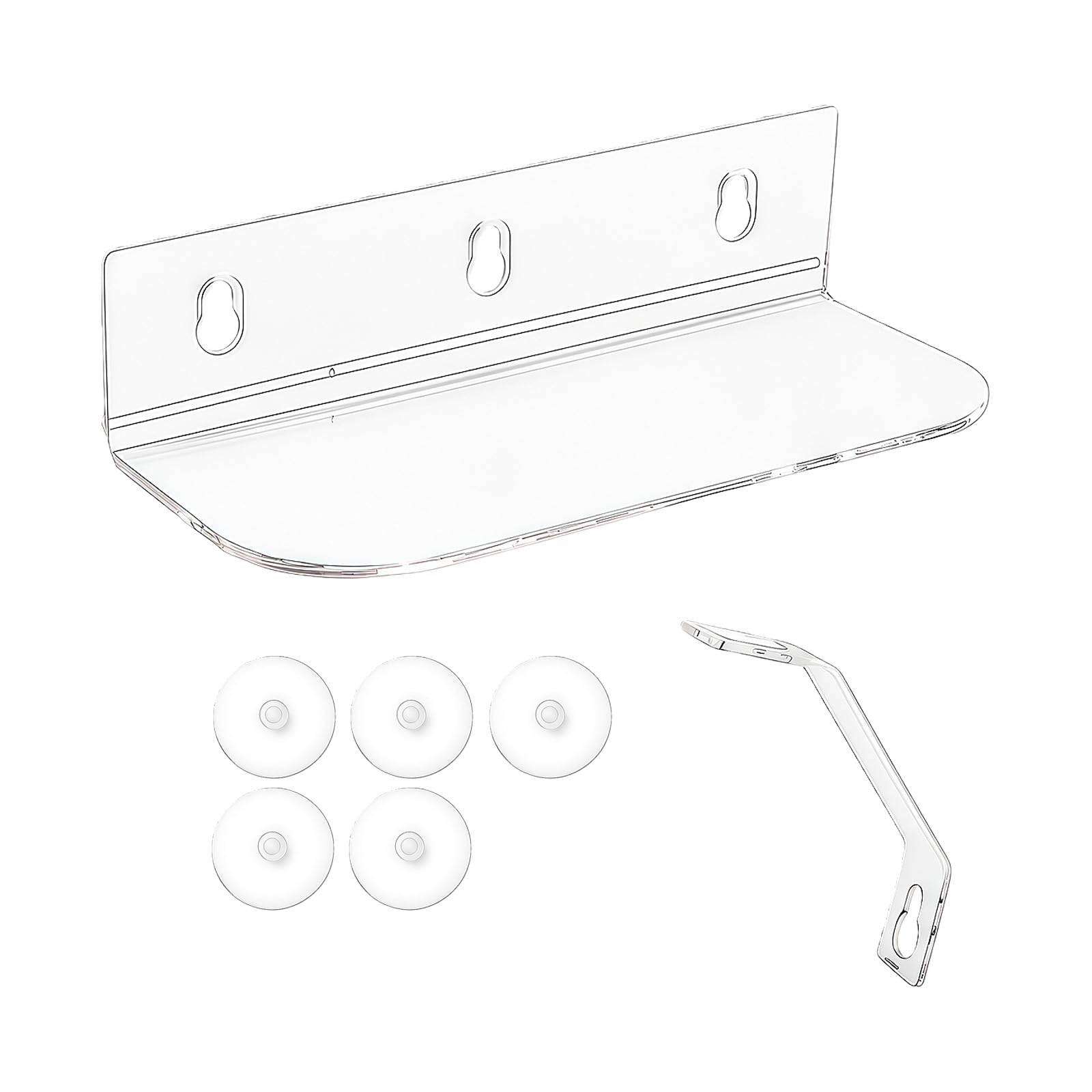 Kangnice Multipurpose Window Plant Floating Shelf Suction Cup Shelf Acrylic Plant Holder Window Sill Extender for Indoor Wall Mounted Stand