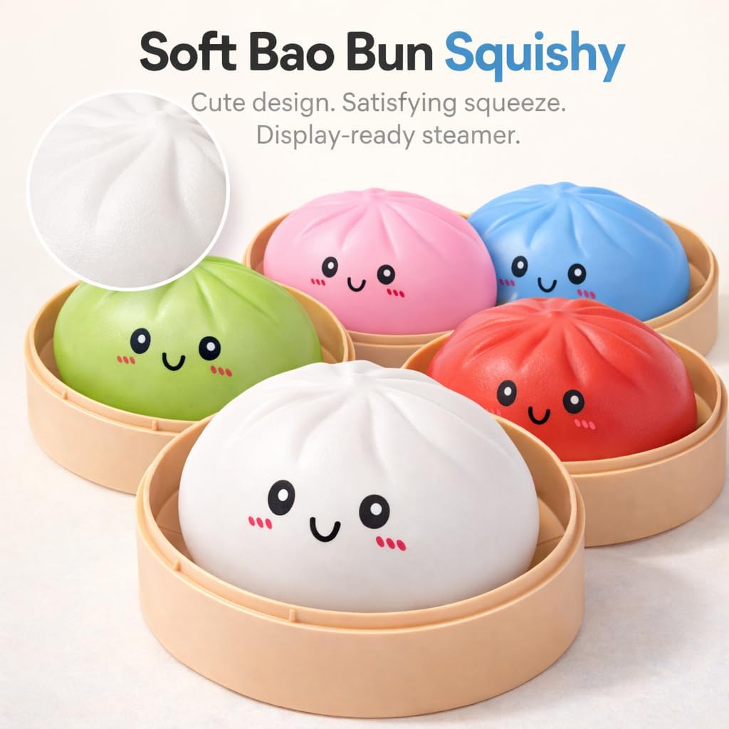 Dumpling Squishy Squeeze Toy for Adults - Soft TPR Hand Stress Reliever, Desk & Office Fidget Toy for Focus and Relaxation, Compact Portable Squeeze Toy (Pink)