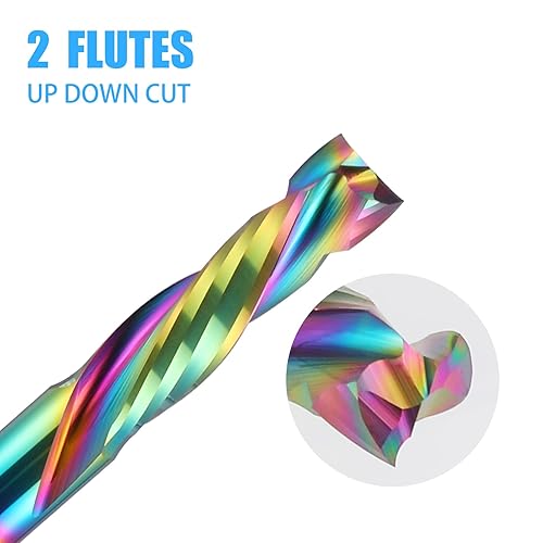 Miniatura 4 de HOZLY Woodwork Milling Cutter ,DLC Coating ,UP & Down Cut 2 Flutes Spiral Carbide Milling Tool CNC Router Compression Wood End Mill Cutter Bits,6mm