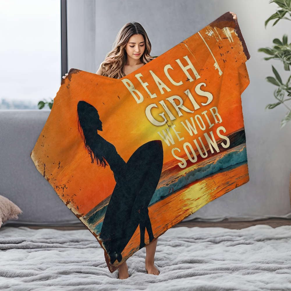 Couverture polaire Beach Girls We Whoa Sounds, plaid flanelle doux lit et canapé 125x150