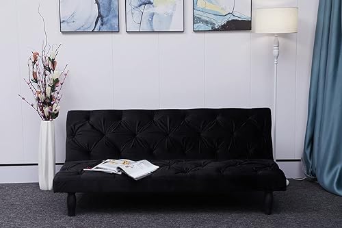 Miniatura 13 de Sofá cama plegable convertible, sofá cama futón con 3 posiciones ajustables para sala de estar, hogar, oficina, espacios de vida compactos (rosa)