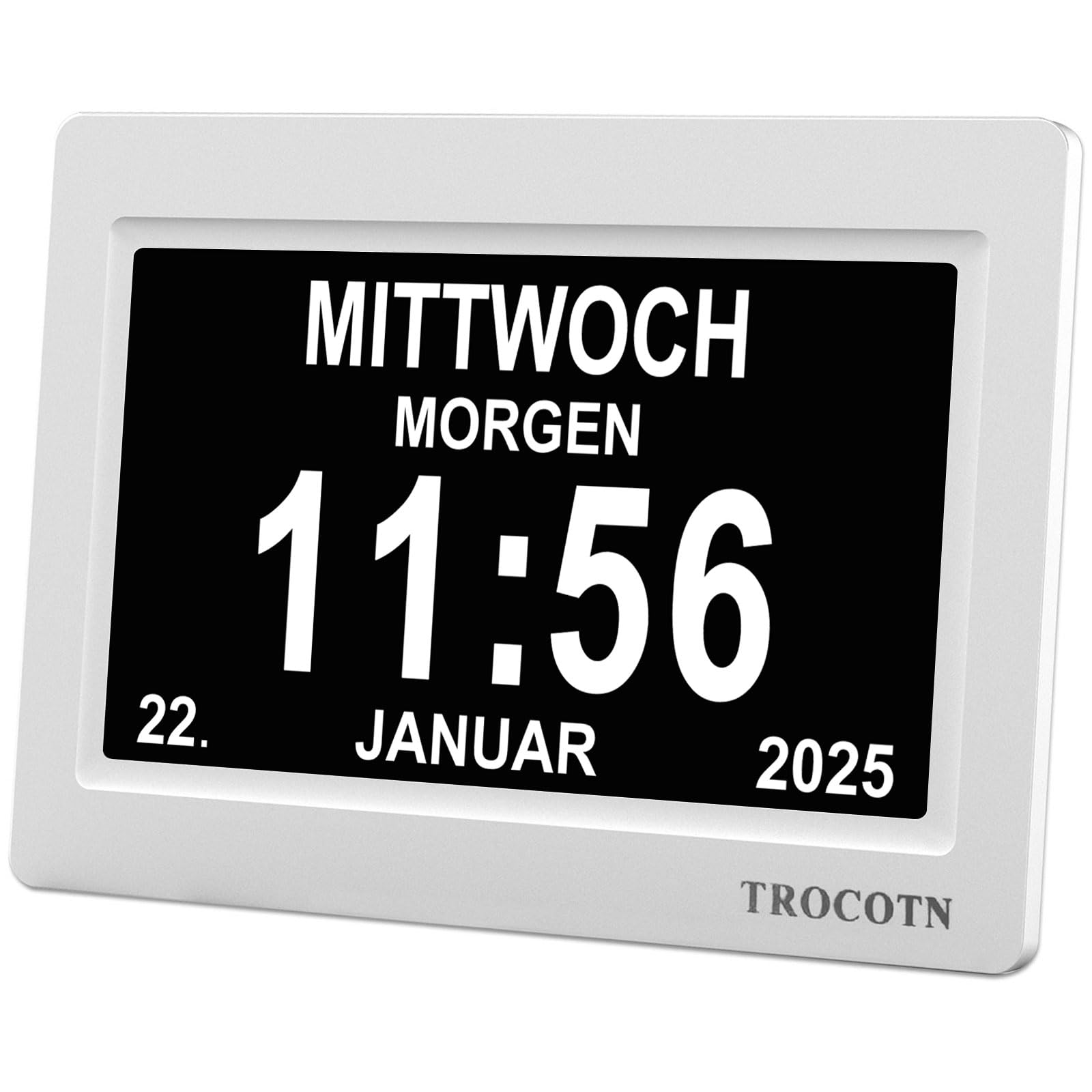 TROCOTN Digitale Uhr Tagesuhr Großes Display Wecker Wanduhr