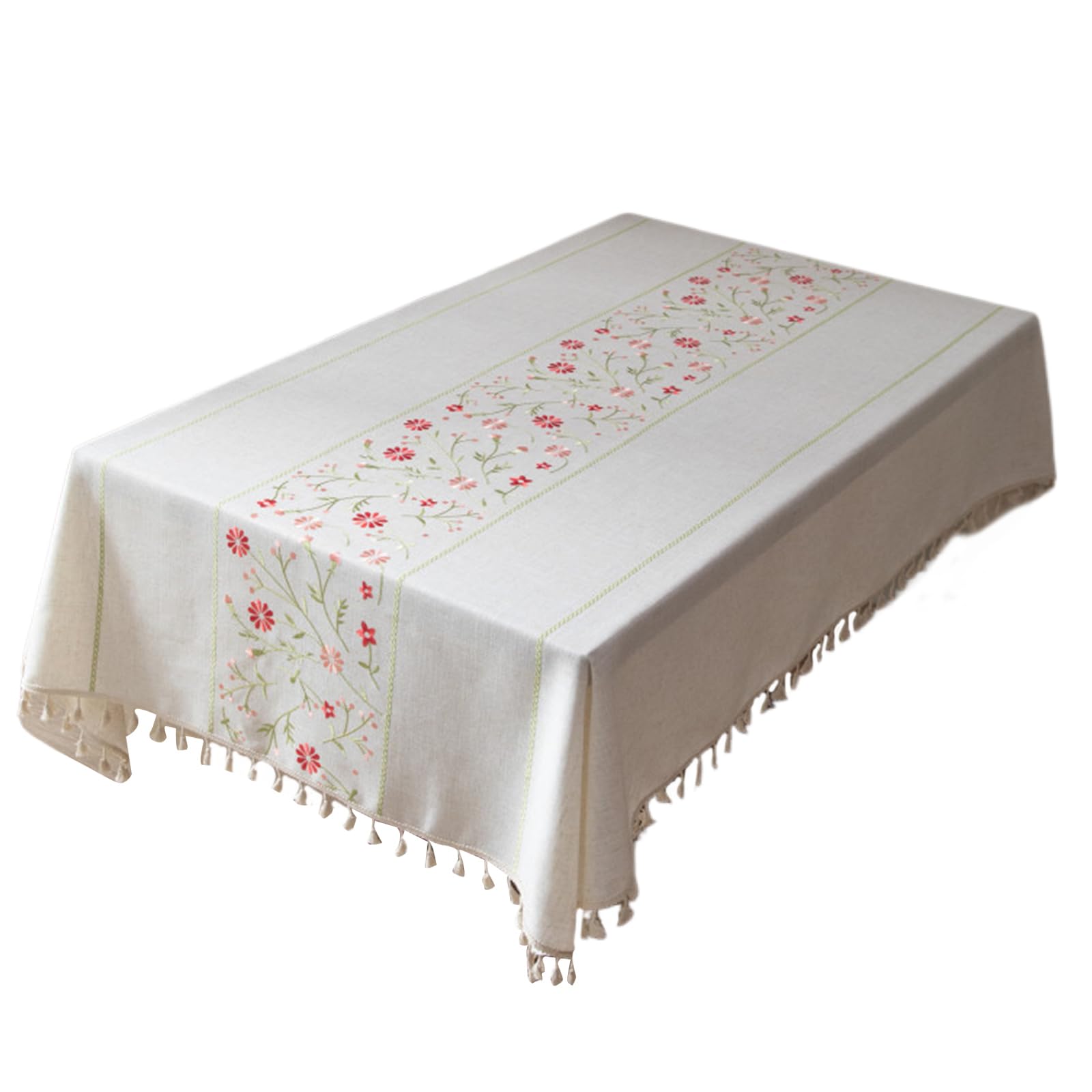 Tsophreniq Print Tablecloth Cotton Linen with Tassels Rectangular for Dining Table Wedding Background Decoration Coffee Casual Elegant Tablecloth