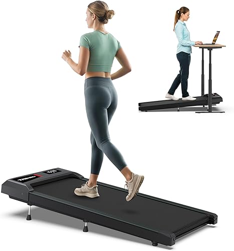Miniatura 9 de WELLFIT Cinta de correr plegable con inclinación automática  10% inclinada escritorio caminadora con manubrio, capacidad de alta resistencia de 400