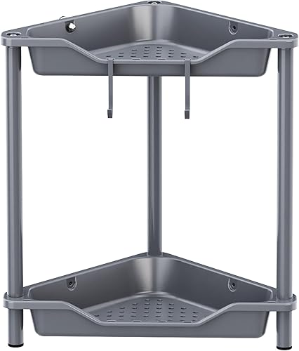 Miniatura 15 de Orimade Organizador de ducha esquinero de 4 niveles a prueba de óxido, estante de esquina de plástico empalmado de metal para baño, 10.8 x 10.8 x