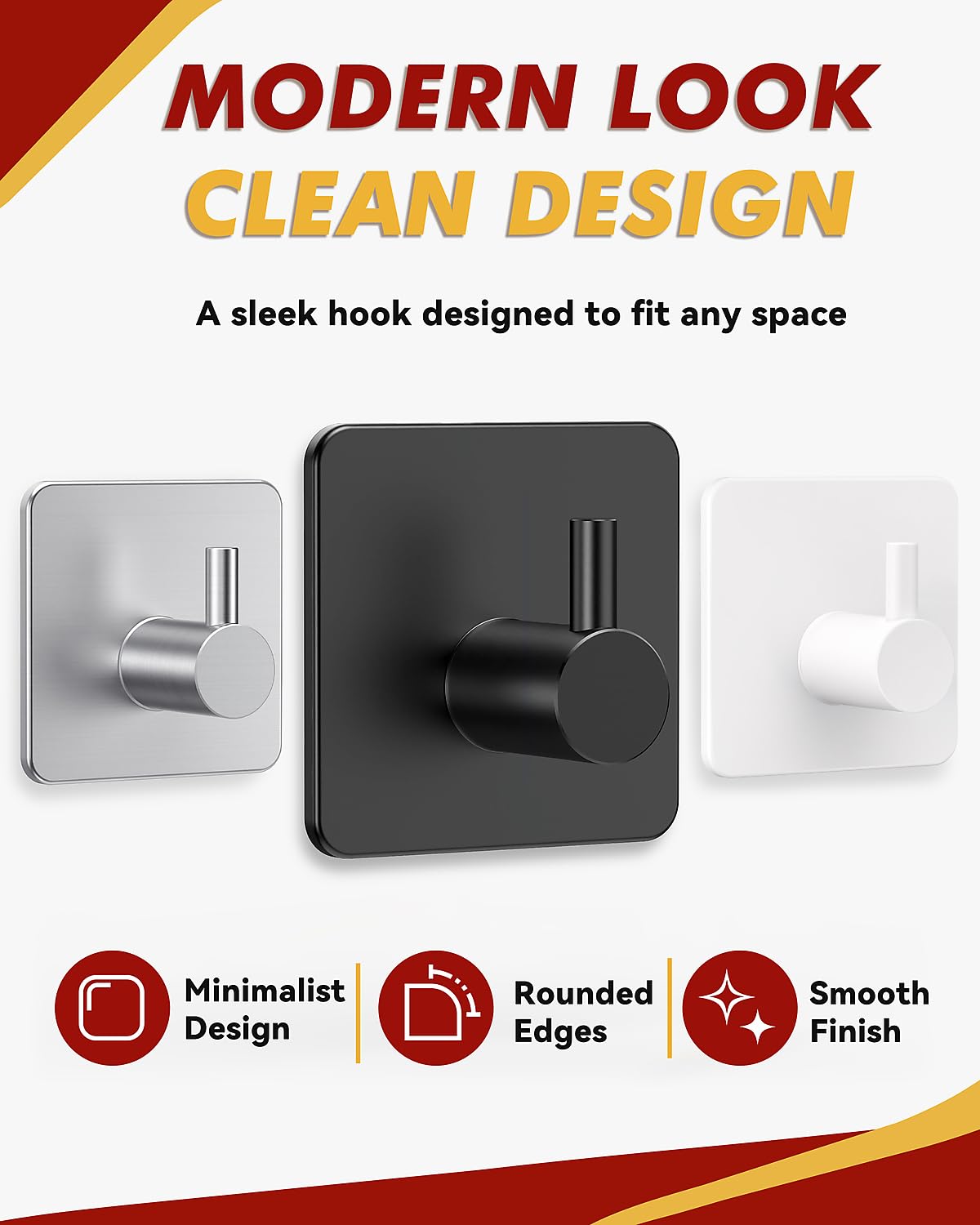 Self Adhesive Hooks Heavy Duty 10kg (Max) Wall Hooks Self Adhesive Damage Free Towel Rack Stainless Steel Coat Robe Waterproof Oilproof Rustproof Bathroom 4