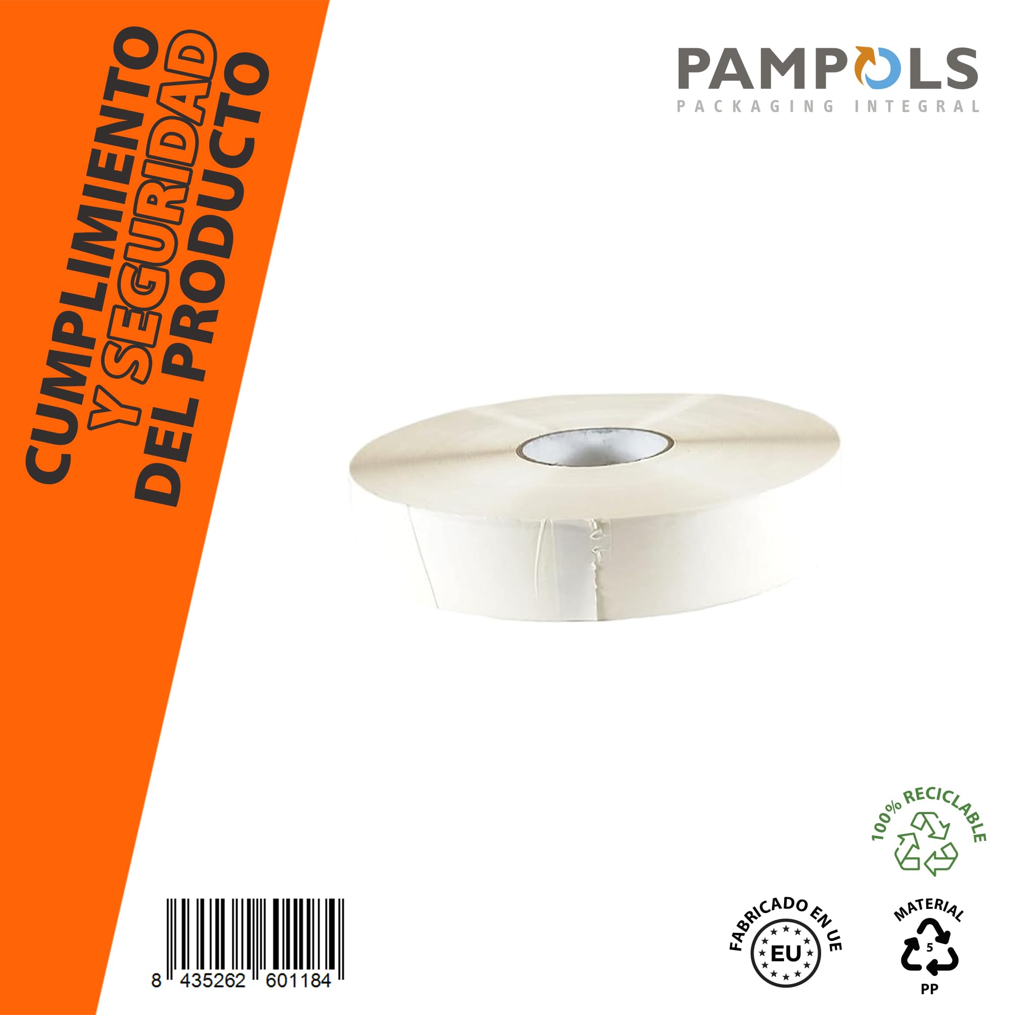 ROLLO PRECINTO BLANCO 990 metros liniales x 48mm. de ancho de cinta. BLANCO adhesivco CAUCHO (pack de 6 rollos)