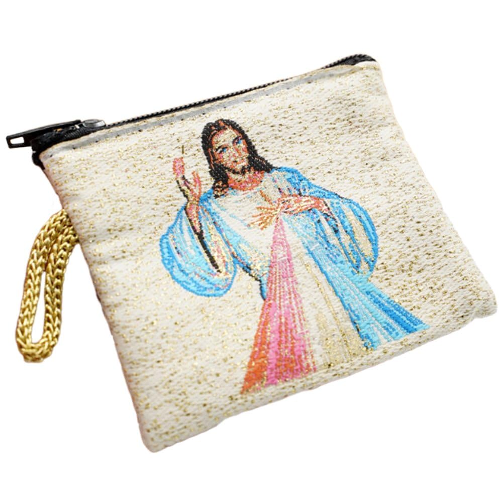 Chapelet brodé catholique porte-monnaie de Miséricorde luxe