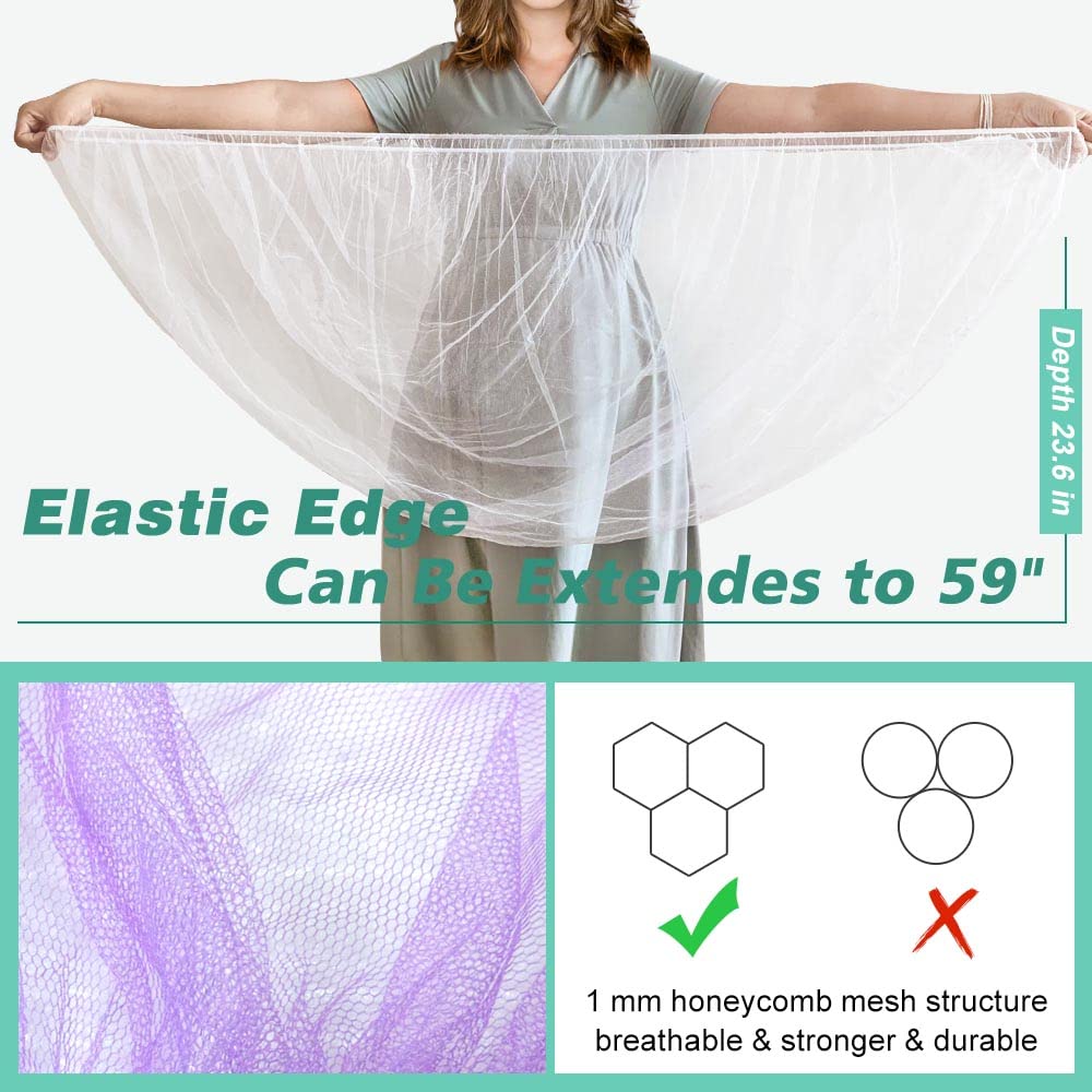 Mosquitera para cochecito (paquete de 2) – Mosquitera duradera para cochecito de bebé – Red de insectos perfecta para cochecitos, moisés, cunas, corralitos, Pack N Play y mini cuna portátil (morado)