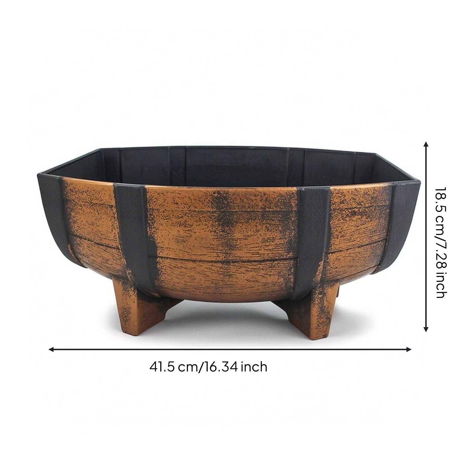 predolo Fioriera a Mezza Botte Impermeabile Vaso a Mezza Botte Facile da Spostare Contenitore con Gambe per Patio, Giardino, 2 Pezzi In Scatola