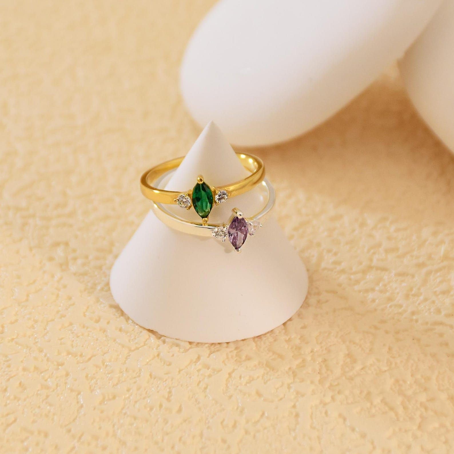 Personalizzato marquise pietra portafortuna anelli, multiplo speciale Natale per lei