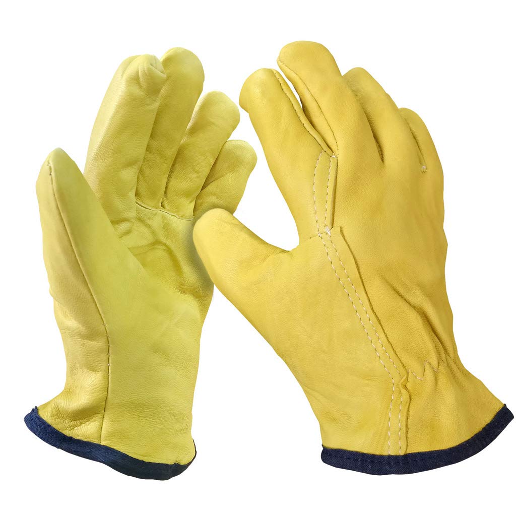 1 Pair of 2XL Soft Leather Lorry Driver Safety Work Gloves with Fleece Cotton Lining. General Purpose Safety Gloves Ideal for Gardening, Warehouse, Rigger, Etc.