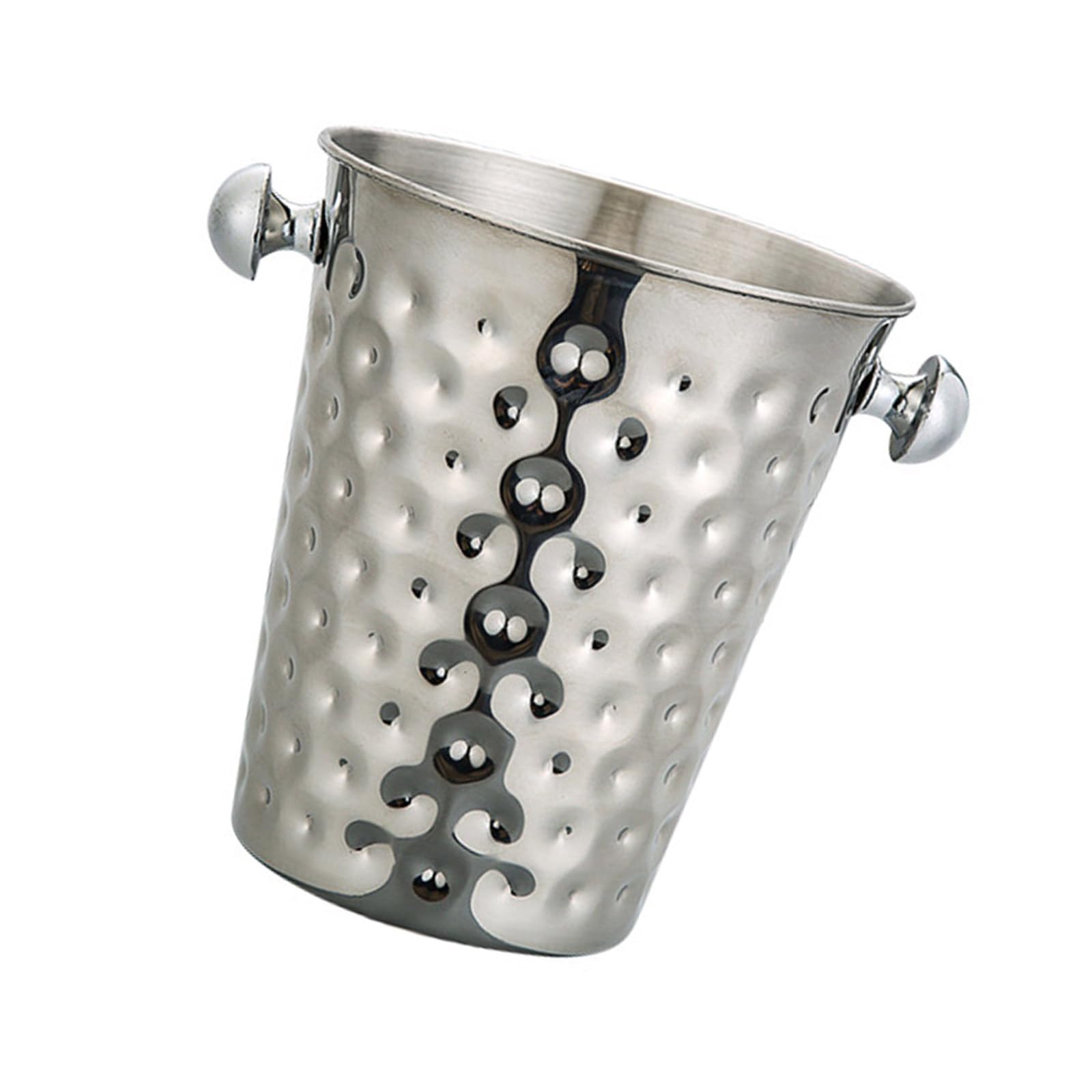 Tsophreniq Mouth Wine Bucket Beverage Tub Hammer Pattern Stainsless Steels Ice Buckets Drinkware for Parities, Gathering Champagnes Metal Drink Coolers Drinking
