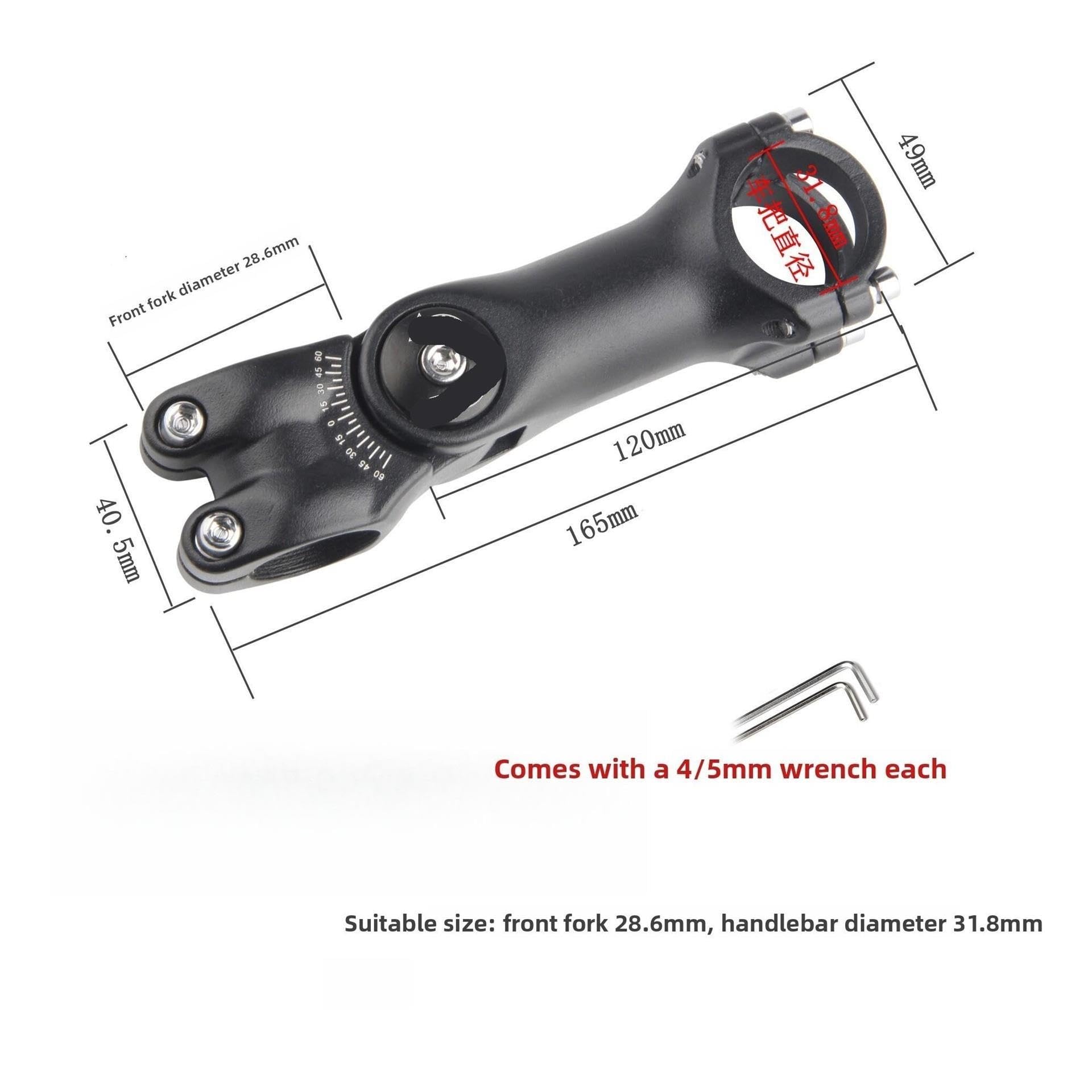 Potence de vélo réglable, composant guidon en aluminium