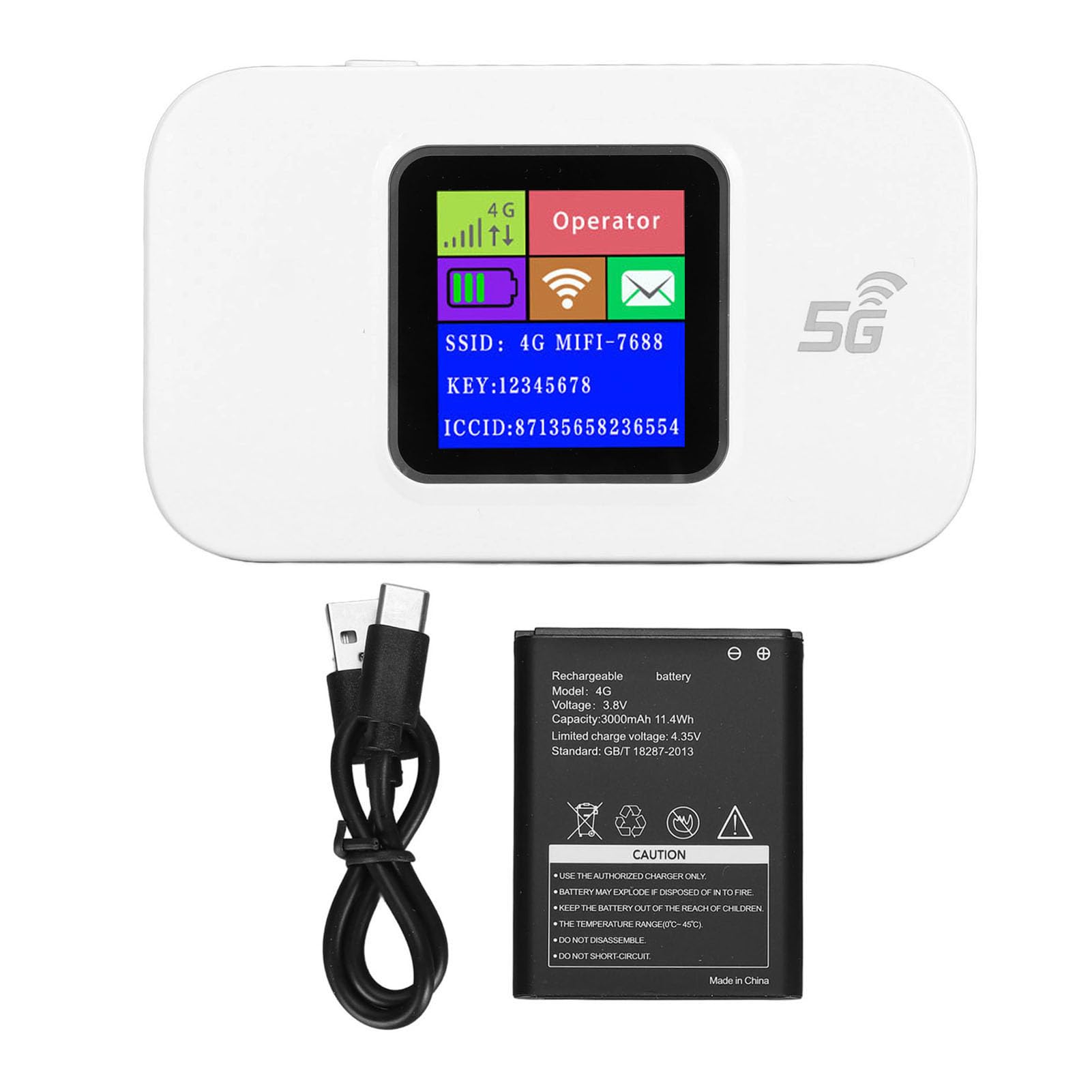 Fockety Hotspot WiFi Mobile 4G LTE, Router Wireless WiFi Portatile Ad Alta velocità con Display LCD da 300 Mbps con Slot per Scheda SIM, Condivisione Alimentata Tramite USB Fino a 10