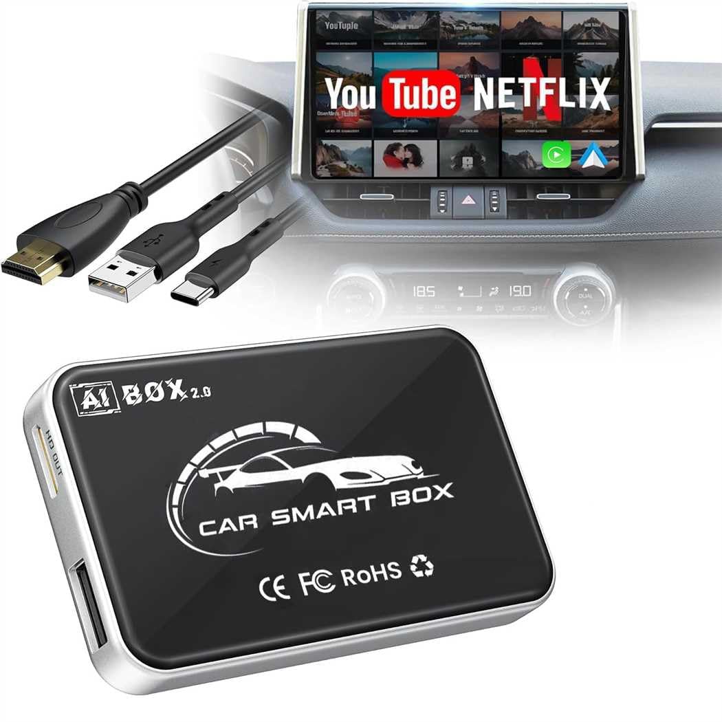 Wireless Carplay Adapter Android Auto Wireless Android Device with YouTubbe Natfllix Play Store Apps Fast Connect Auto Reconnect All Cars & iOS Android Mobile ( 2Gb RAM + 16GB Memory )