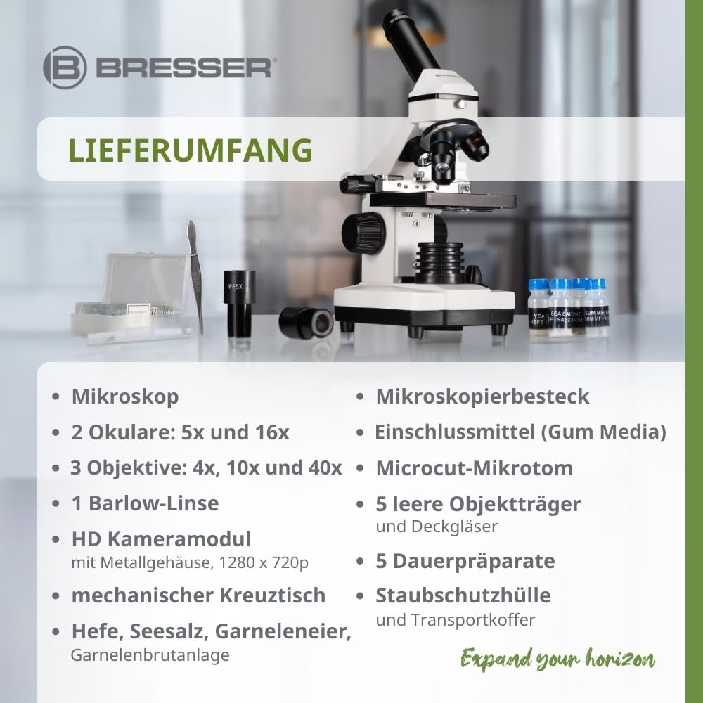 Bresser Biolux NV Mikroskop 20x-1280x Durchlicht Auflicht HD USB-Kamera Kreuztisch Transportkoffer