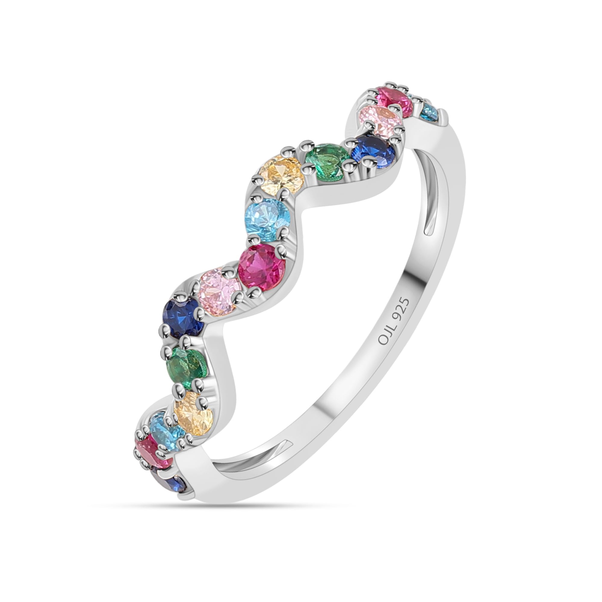 925 Silver Multi Stone Rainbow Waves Ring for Women & Girls | With Certificate of Authenticity and 925 Stamp | Life-time Warranty*-image-21