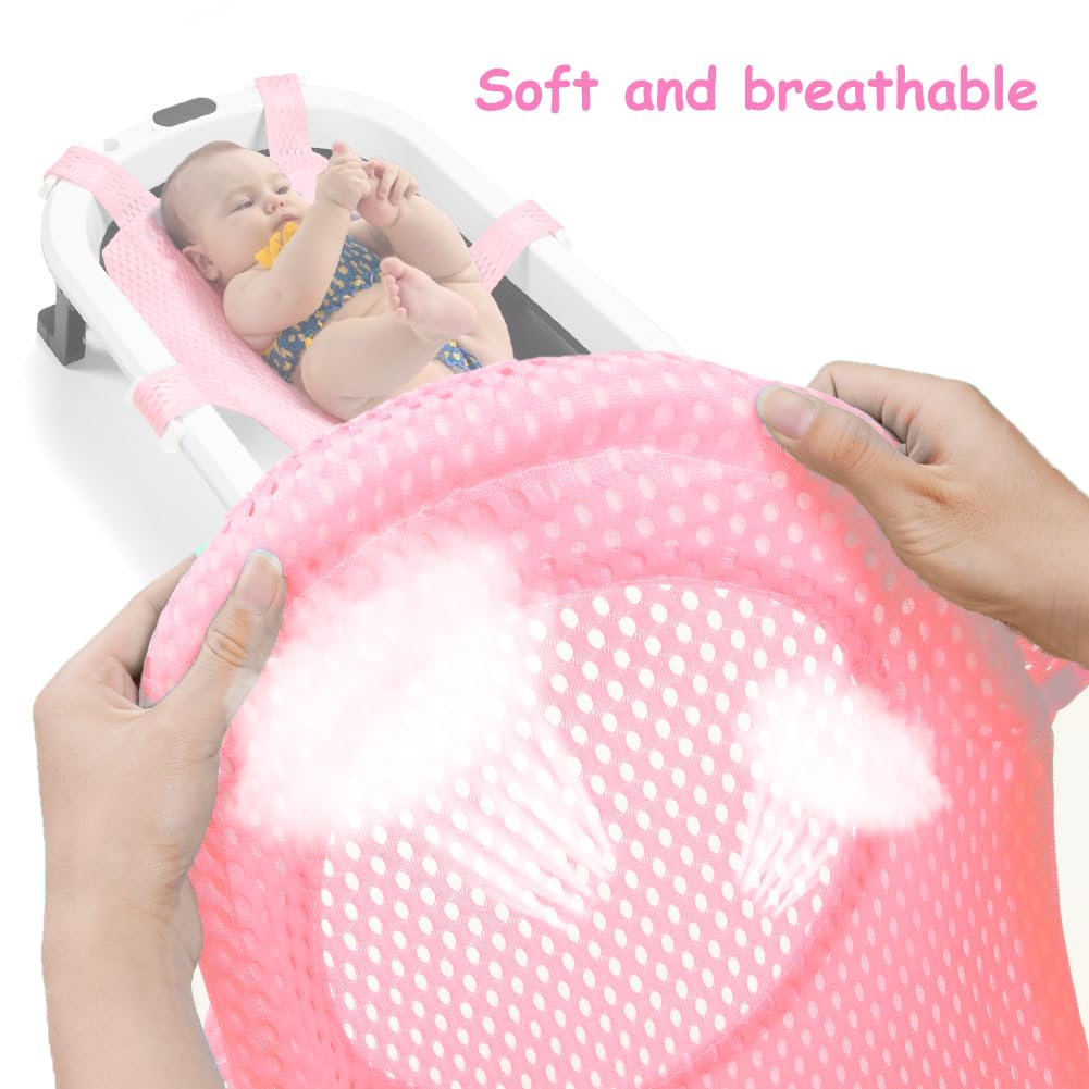 Aolso Cuscino Bagnetto Neonato, Galleggiante Tappetino da Bagno Per Bambini, Riduttore Vaschetta Bagnetto Confortevole, Supporto Pieghevole Per Vasca da Bagno (Rosa)