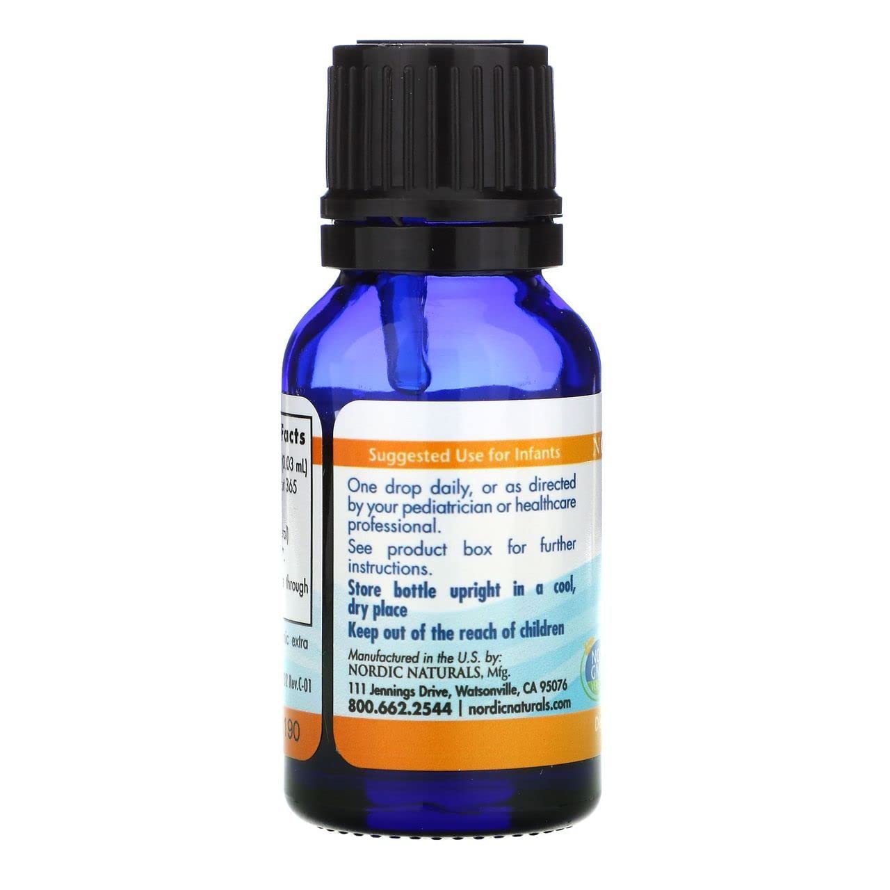 Nordic Naturals Baby's Vitamin D3, Unflavored - 400 IU Vitamin D3 - 0.37 oz - Healthy Bones, Immune System Support, Normal Sleep Rhythms - Non-GMO, Certified Vegetarian - 365 Servings, 0.37 Fl Oz (Pack of 1)