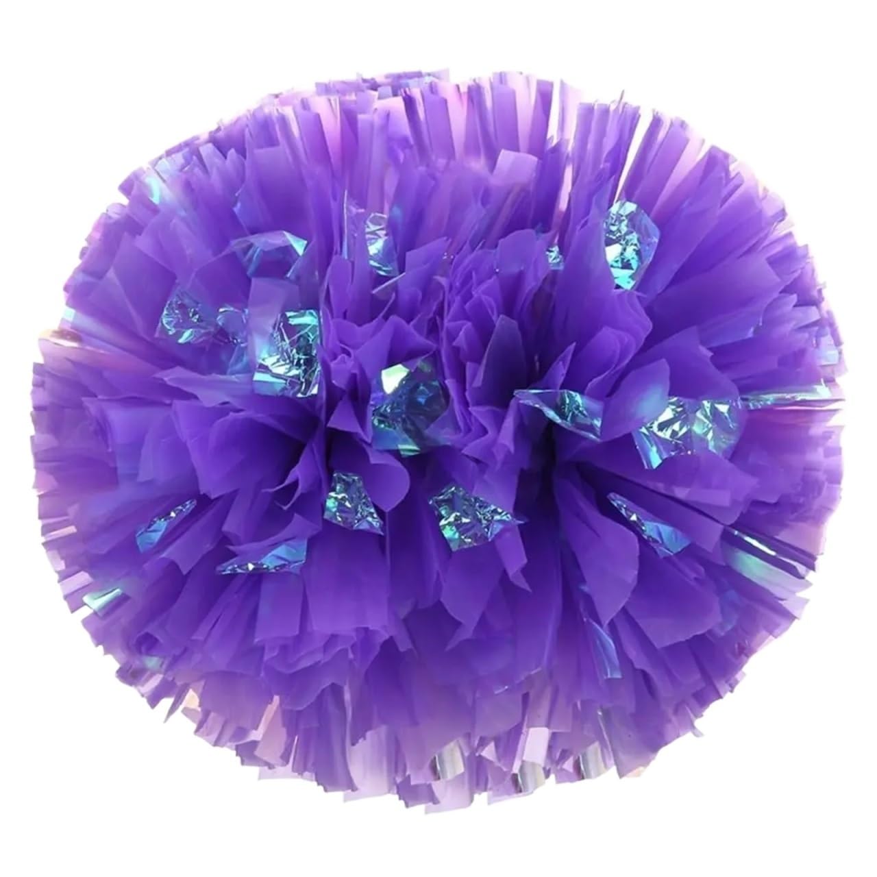 Glitter Metallic Foil Pompoms, Plastic Cheerleader Pom Poms 25cm Multicolor Pack of 6(Color 8)