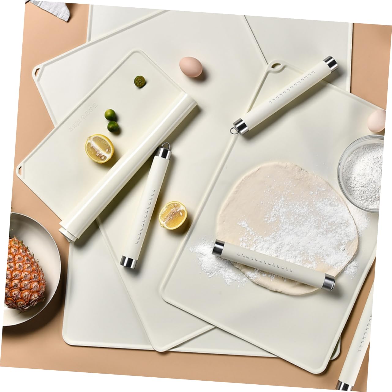 Tappetino da Pasticceria in Silicone Beige Antiscivolo