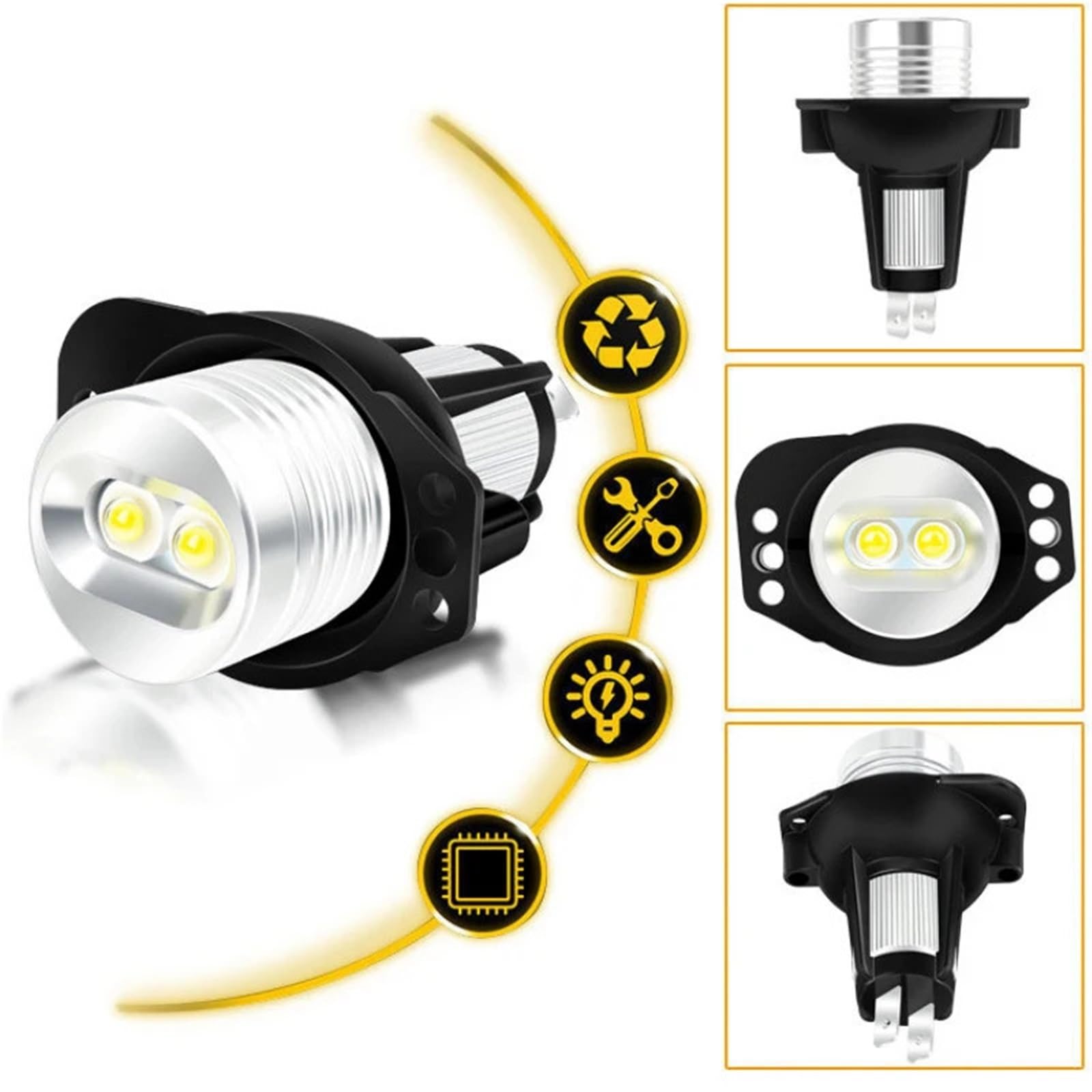 LED Oświetlenie pomocnicze Do Bmw E90 E91 serii 3 325i 330i | 335i 2005-2008 Angel Eyes światła do jazdy dziennej LED(2 Pcs White)