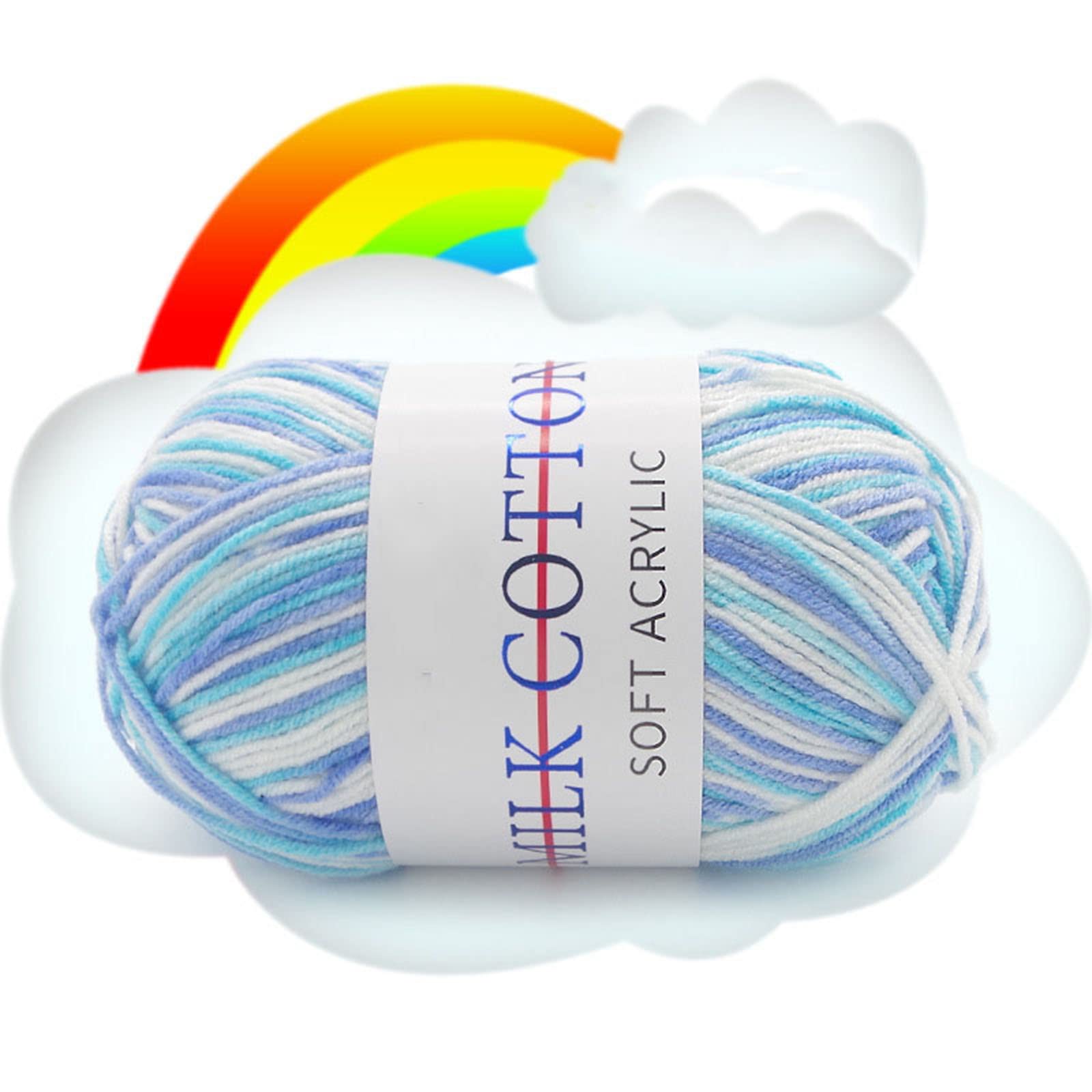 4PCS 50g Knitting Rainbow Wool Yarn Bright Gradient Colorful Super Soft Durable Milk Cotton Chunky Yarn for Crochet DIY Gloves Jumpers Scarf Sweaters Wool Cap (1 Ball,Color 2)