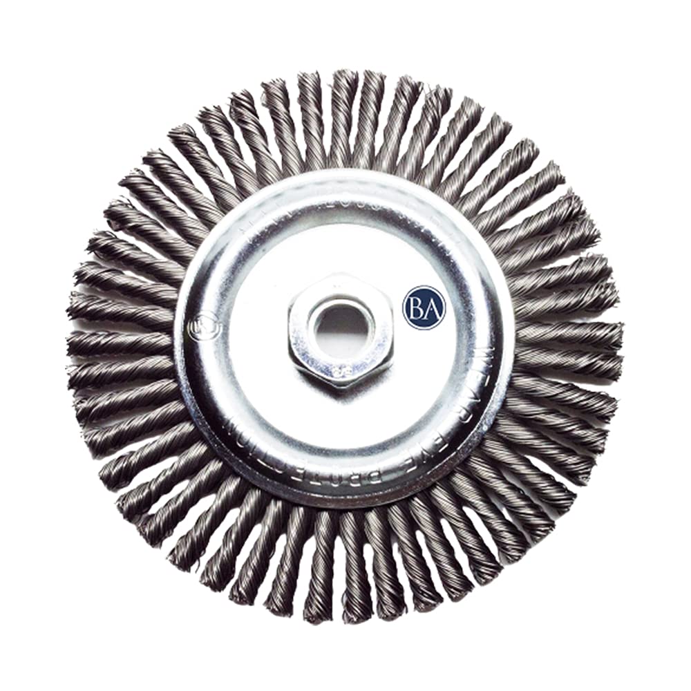 Benchmark Abrasives Rueda de alambre de cuentas de cuerda de 6 x 1/4 pulgadas con rosca de 5/8"-11, para limpieza de soldadura, eliminación de salpicaduras de soldadura, pelado, desbarbado, uso con