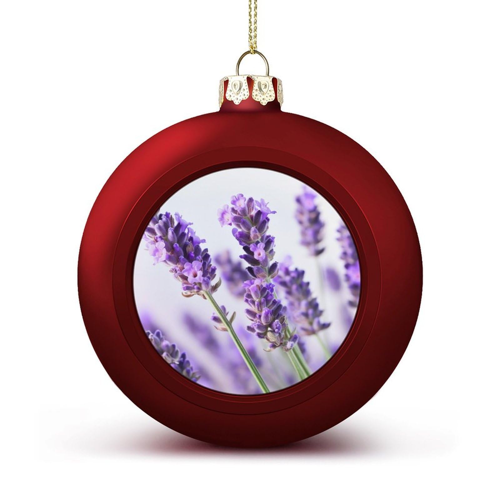 Lavender Flower Christmas Balls Ornaments for Xmas Christmas Tree 1.6" Hanging Shatterproof Xmas Balls Hanging Decor Pendants for Holiday Party Outdoor Indoor DIY Craft Supplies