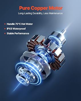 VEVOR 500W Macerator Pump, 29 GPM Flow, 26 ft/8 m Head, Macerator Sewerage Toilet Pump with 4 Water Inlets, Waste Water Disposal Upflush Machine for Toilet, Basement, Shower, Sink, Laundry, Bathtub