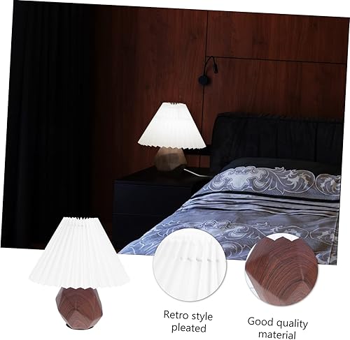 Miniatura 8 de Angoily Lámpara de mesa plisada de cerámica, lámpara de noche, lámpara de noche para sala de estar, lámpara de noche de granja, mesita de noche de